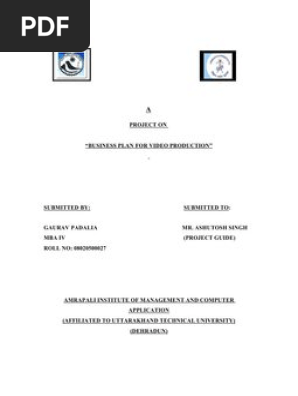 Project on Business Plan for Video Production