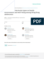 Comparing Perfectionist Types On Family Environment and Well-Being Among Hong Kong Adolescents