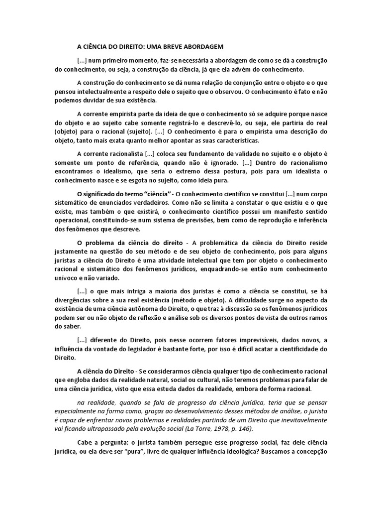 Ciência do Direito: Método e Objeto | PDF | Science | Conhecimento, image size:768x1024
