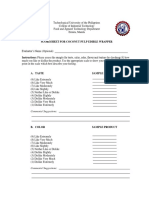 Scoresheet For Coconut Pulp Edible Wrapper: Comments/ Suggestions