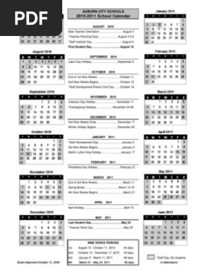 Auburn Schools 2010-11 Calendar | PDF | Christmas