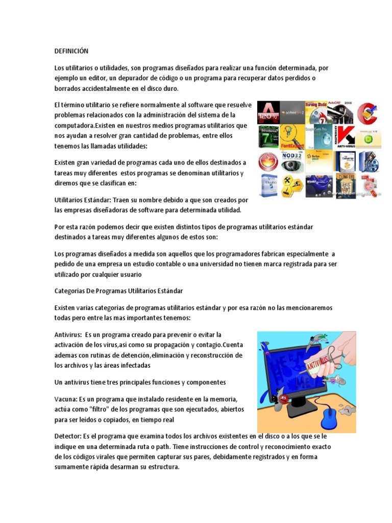 Programas Utilitarios: Definición y Ejemplos | PDF | Programa de ...