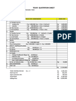 Tour Quotation Sheet: NO Tour Cost Components Fixed Cost