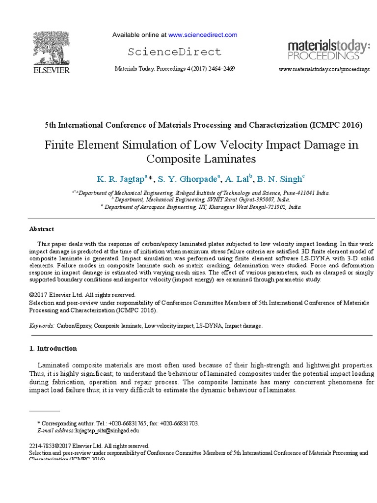 Finite Element Simulation of Low Velocity Impact Damage in Composite