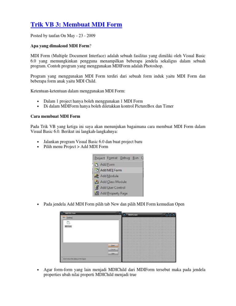 Membuat MDI Form di Visual Basic 6.0 | PDF | Karier & Perkembangan ...