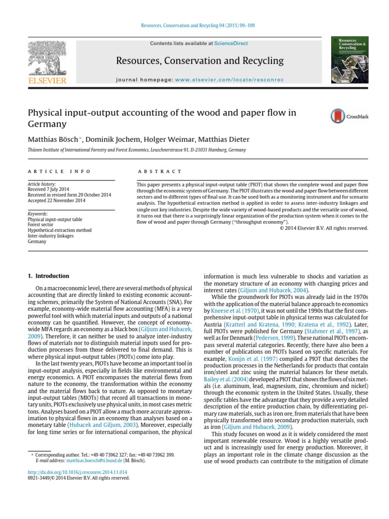 PIOT Wood and Paper | PDF | Input–Output Model | Wood