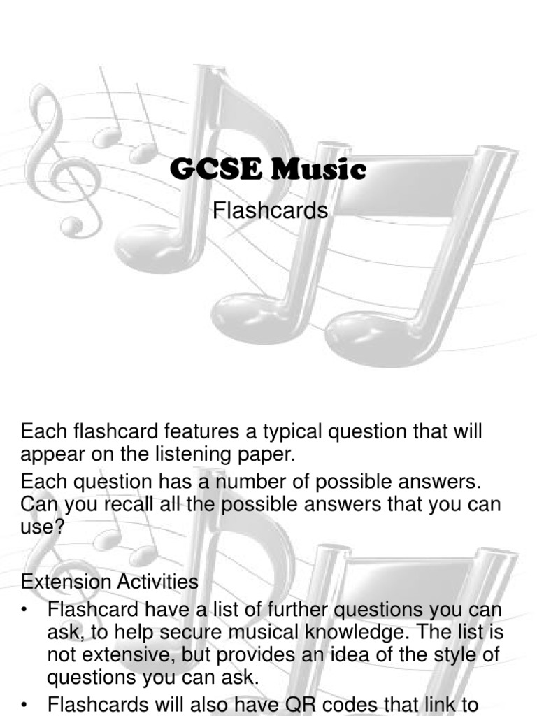 GCSE Music Flashcards PDF String Instruments Music Technology