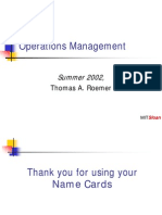 Operations Management: Summer 2002