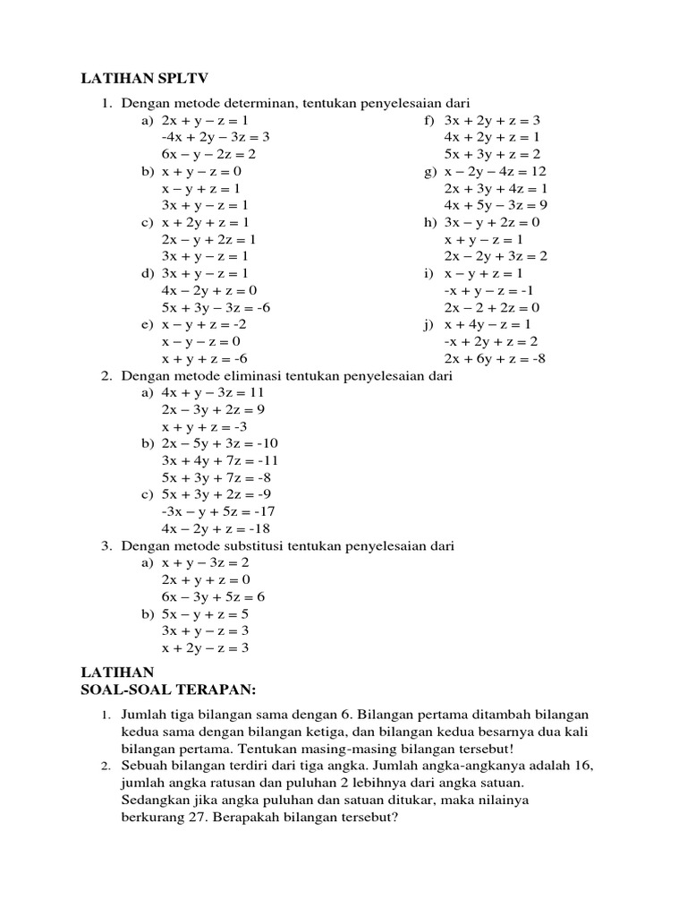 Latihan SPLTV | PDF