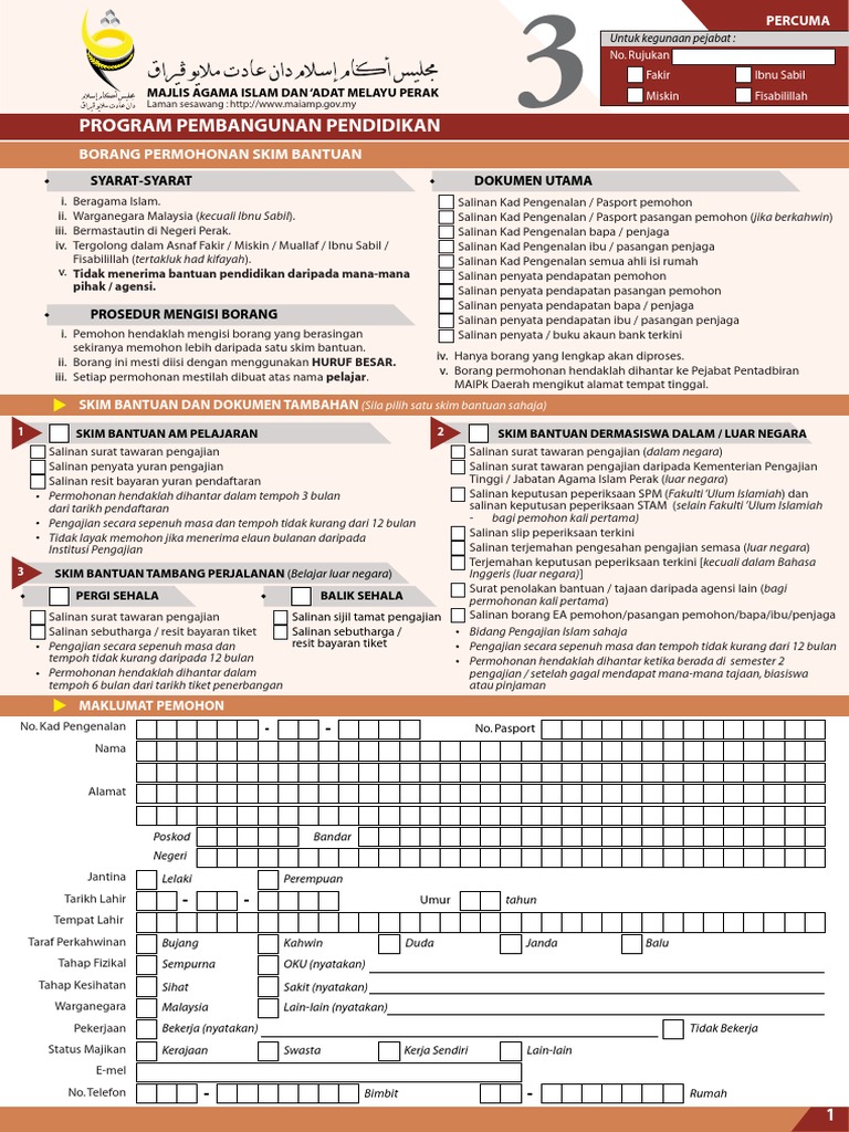 Borang Permohonan Bantuan Pdf