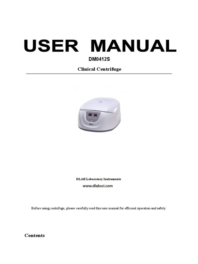 DLAB Centrifuges-Benchtop DM0412S Manual | PDF | Centrifuge ...