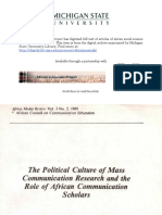 The Political Culture of Mass Comnunication Research and The Role of African Communication Scholars PDF