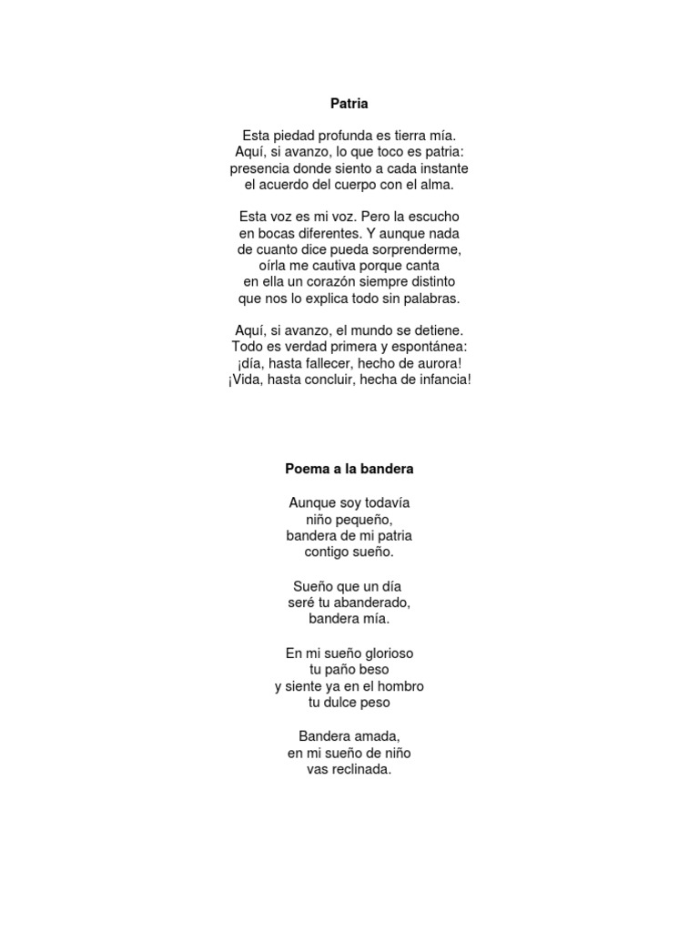 Poemas Cortos a la Patria de El Salvador | PDF