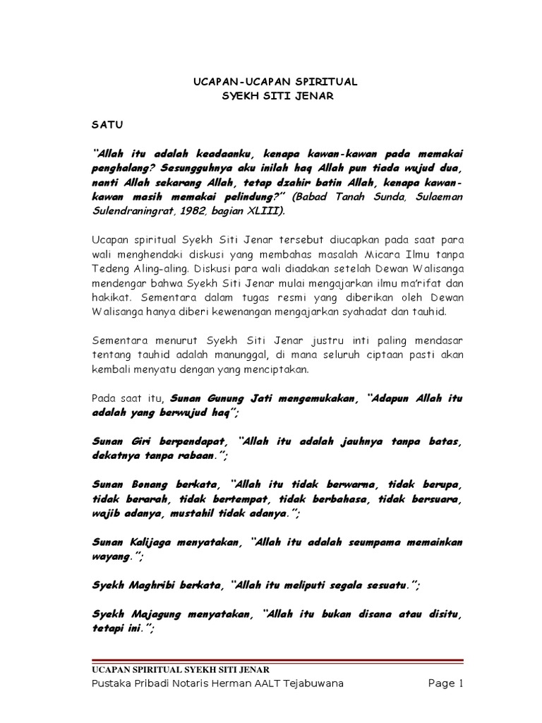 Ucapan Spiritual Syekh Siti Jenar Pdf