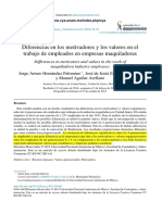 Diferencias en Los Motivadores y Los Valores en El Trabajo de Empresas Maquiladoras