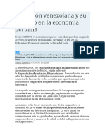 Migración Venezolana y Su Impacto en La Economía Peruana