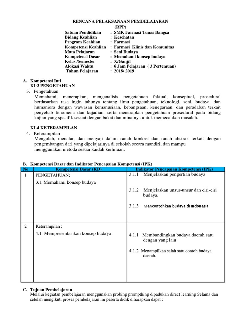 Rpp 3 1 Memahami Konsep Budaya