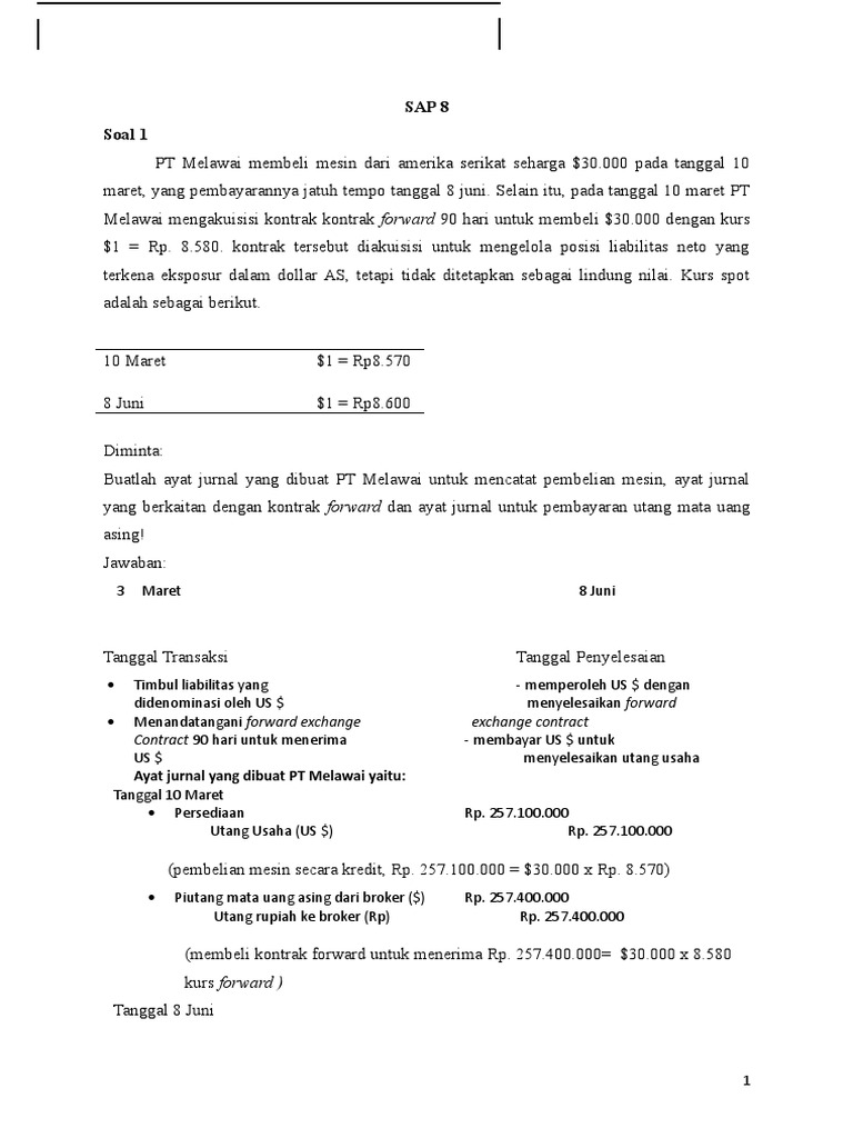 101 Contoh Soal Kontrak Forward Penjelasan Dikdasmen