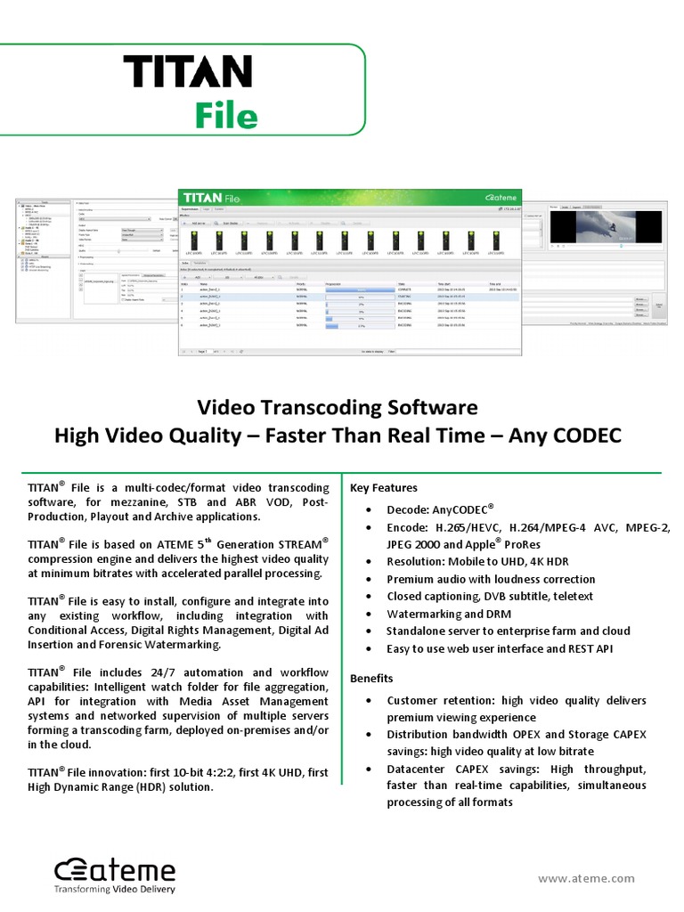 Ateme Titan File | PDF | Codec | Software Defined Radio