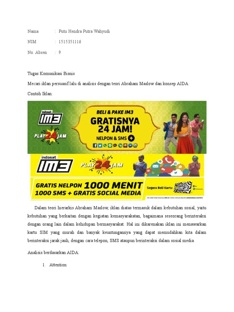 Contoh Aida Dalam Iklan - Bangku Sekolah