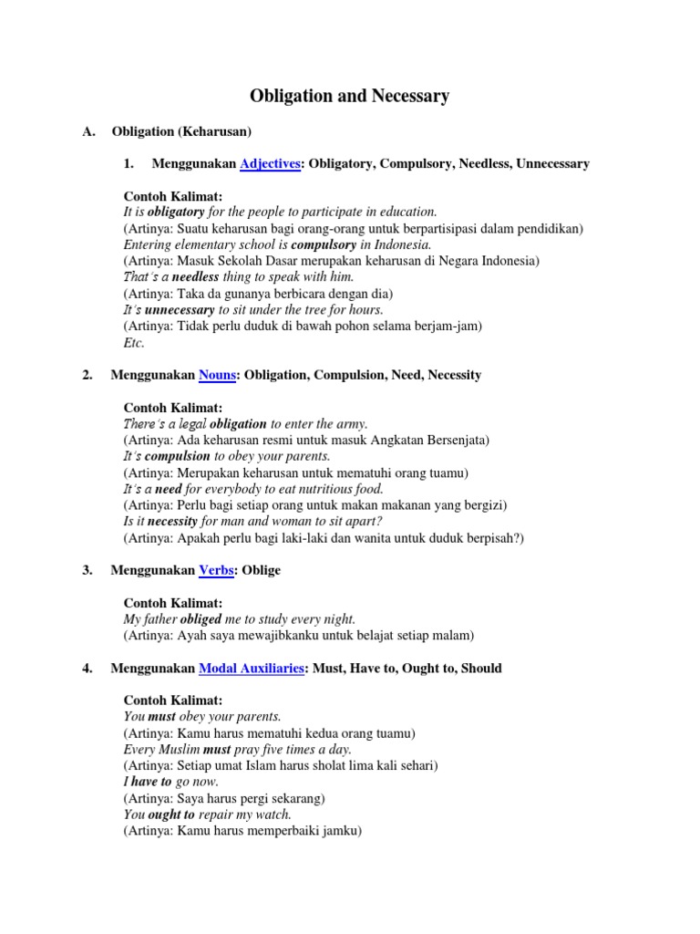 Obligation And Necessary Hubungan Sintaksis Morfologi