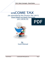 Income Tax: (As Amended by The Finance Act, 2017) Short Notes On Basic Concepts (A.Y. 2018-19)