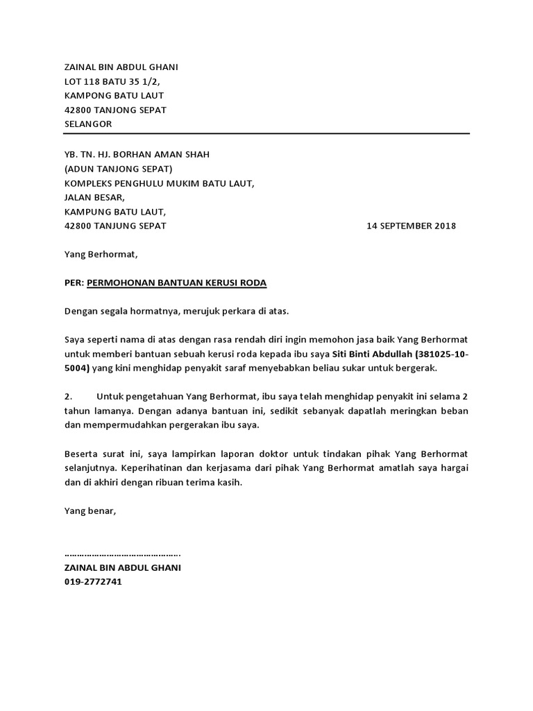 Surat Rasmi Bantuan Bina Jambatan