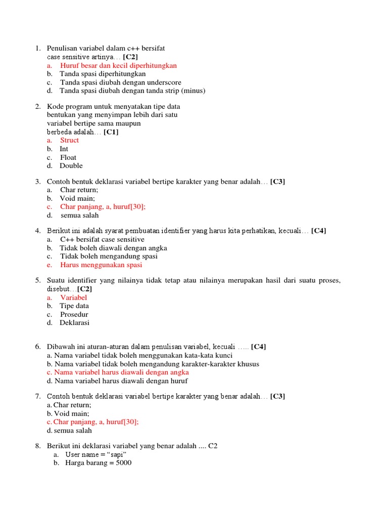 Contoh Soal Variable