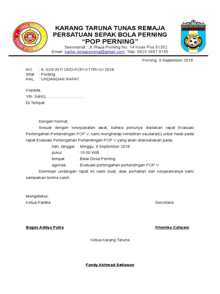 Contoh Undangan Rapat Evaluasi 30 Contoh Surat Undangan Resmi Dan Tidak Resmi Dengan.