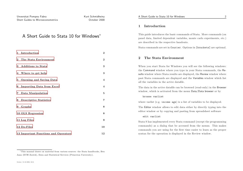Stata Guide For Windows Pdf Vector Autoregression Regression Analysis