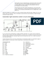 Automatic Light Sensitive Switch Circuit Schematic: Components List