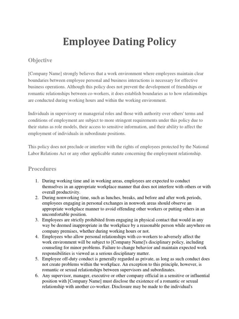 employee dating policy sample