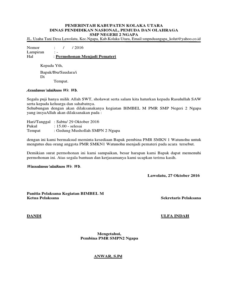 Surat Undangan Menjadi Pemateri