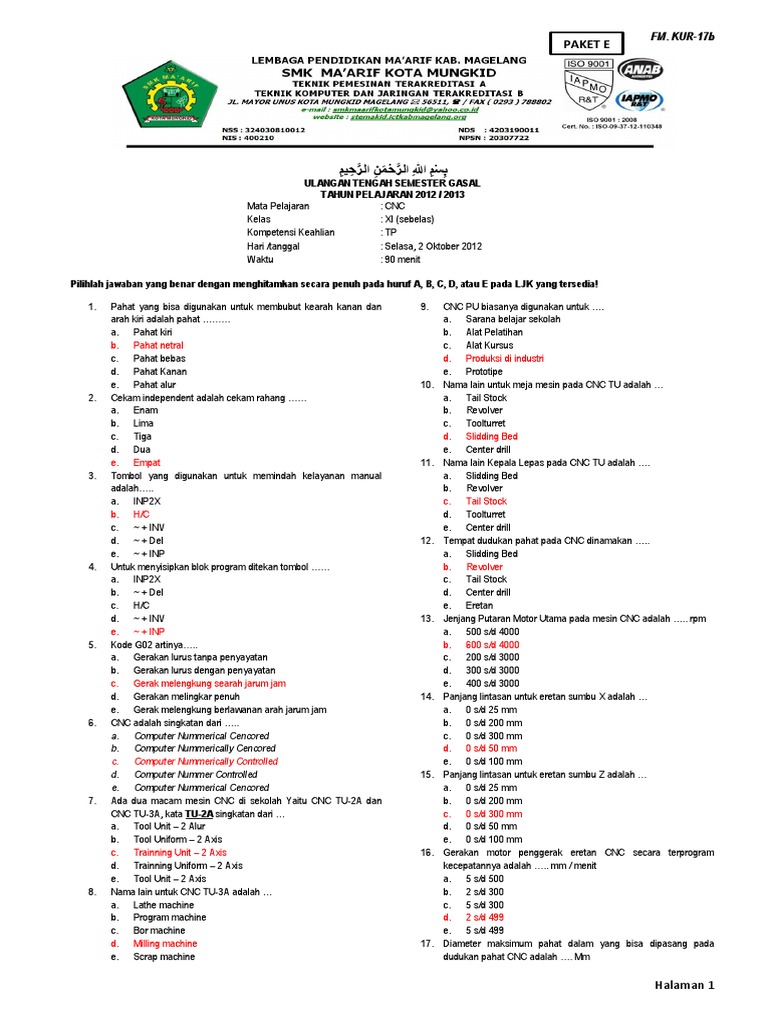 E Soal Cnc