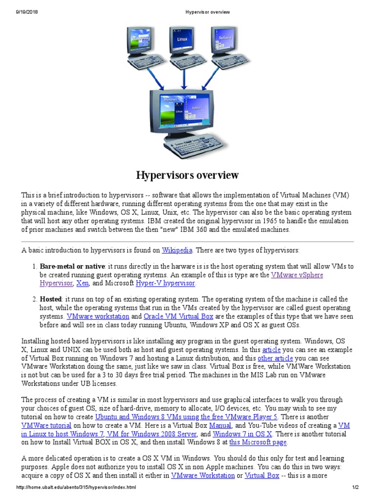 Hypervisor Overview PDF | PDF | Virtual Machine | Operating System