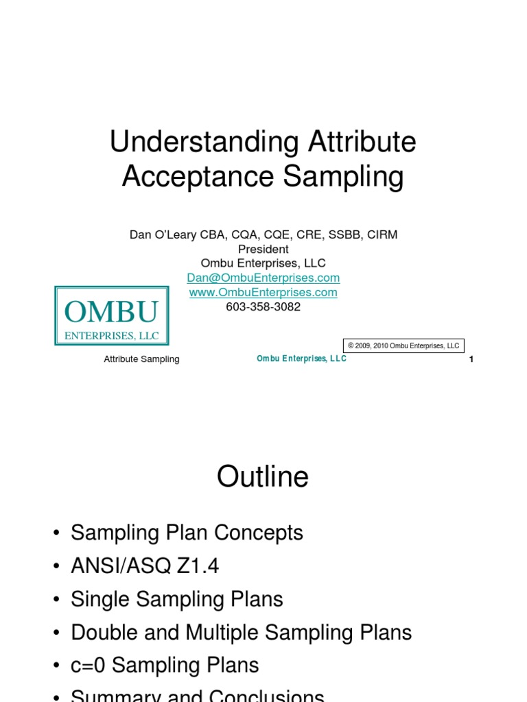Acceptance Sampling D OLeary 20110216 PDF | PDF | Sampling (Statistics ...