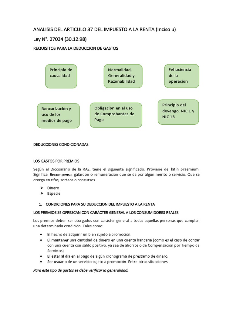 Analisis Del Articulo 37 Del Impuesto A La Renta | PDF | Impuesto sobre ...