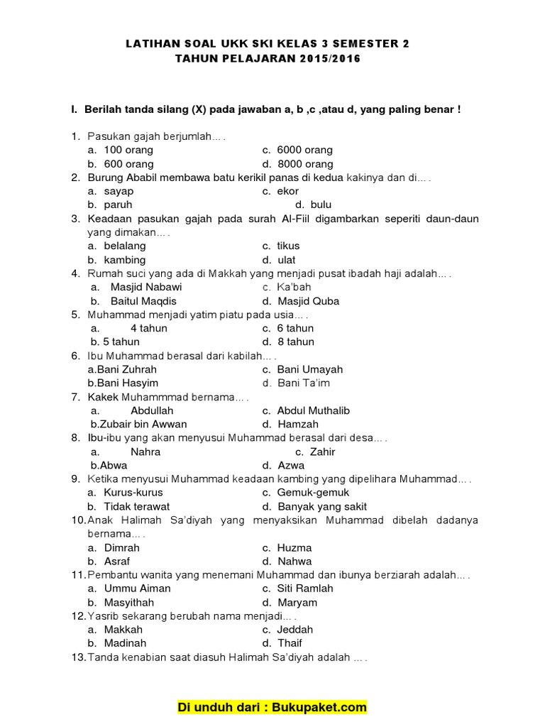 Soal Ski Kls V Semester 2 Jawabanku Id