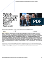 Mattarella- "Libertà di stampa fondamen...fiaccarne l'autonomia" - Repubblica.it