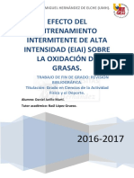 Efecto Del Entrenamiento Intermitente Sobre La Oxidacion de Grasas