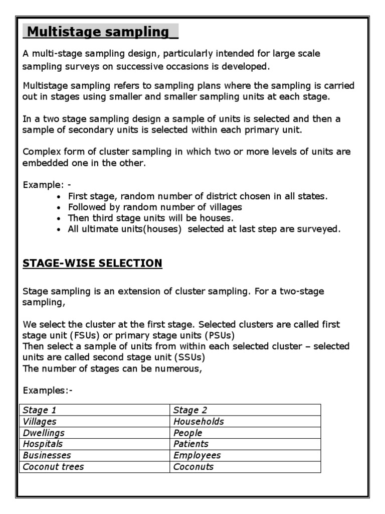 Multi Stage Sampling | PDF | Multistage Rocket | Sampling (Statistics)