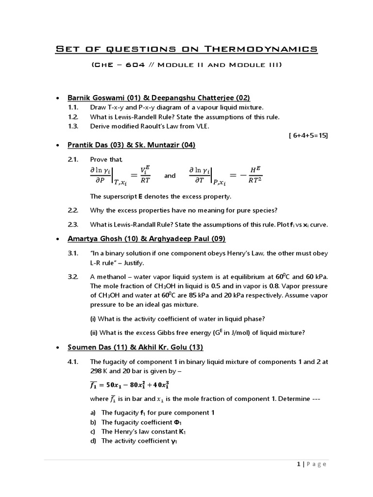Thermodynamics Question Set | Download Free PDF | Phase Rule | Phase ...