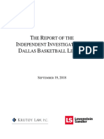 The Report of The Independent Investigation of Dallas Basketball Limited 9-19-2018