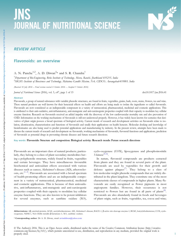 Flavonoids An Overview PDF Flavonoid Polyphenol