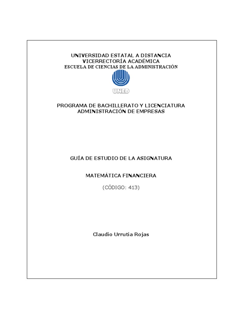 Guía de Estudio: Matemática Financiera | PDF | Interés | Finanzas ...