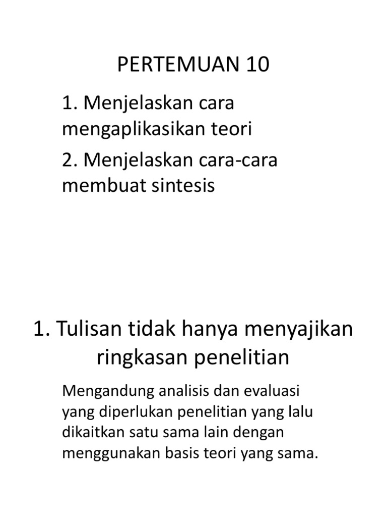 Cara Mengaplikasikan Teori Cara Cara Membuat Sintesis | Pdf