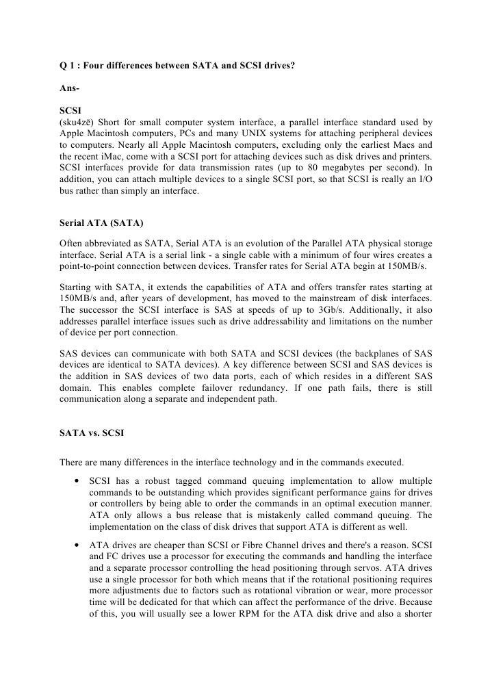 Differences Between SATA and SCSI Drives Computer Networking Computer Data Storage