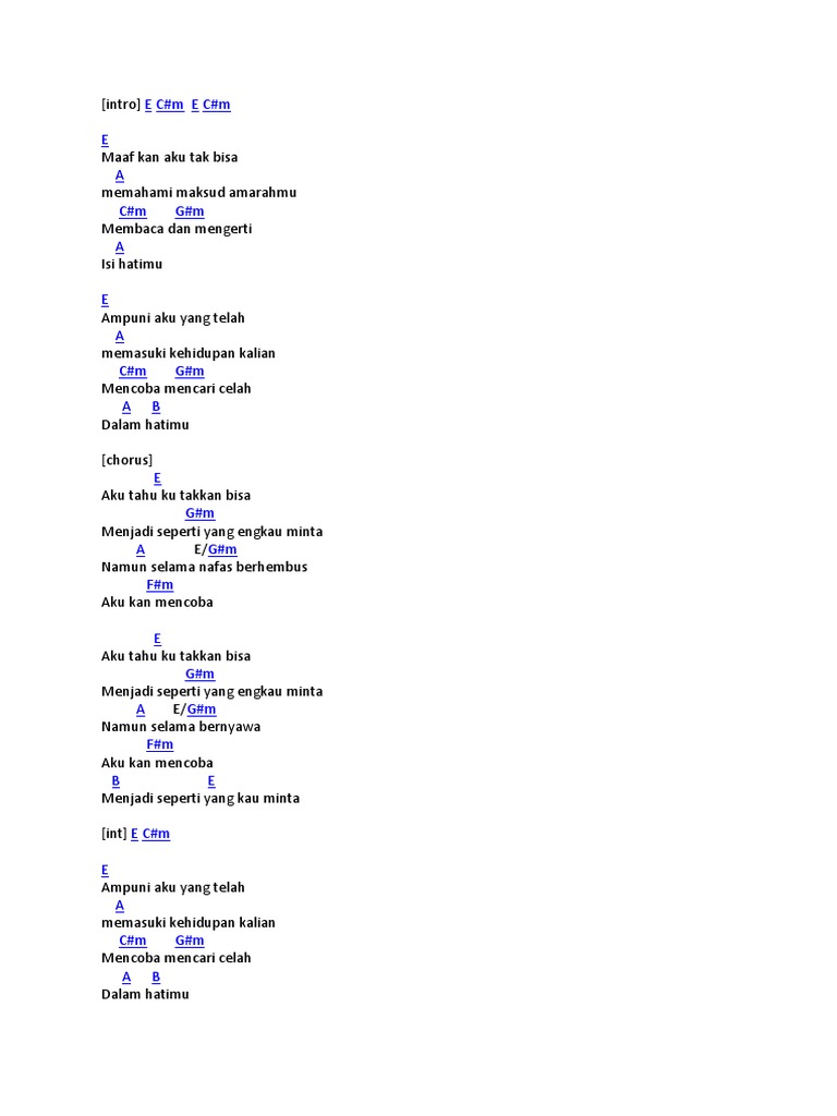 Chord The Rain Feat Endank Soekamti Terlatih Patah Hati PDF