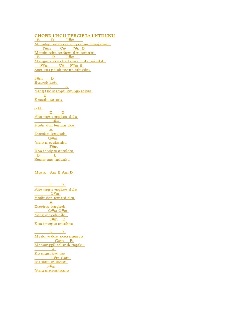Chord Ungu Tercipta Untukku Pdf