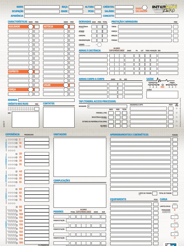 Interface ZeroFicha de Personagem PDF PDF